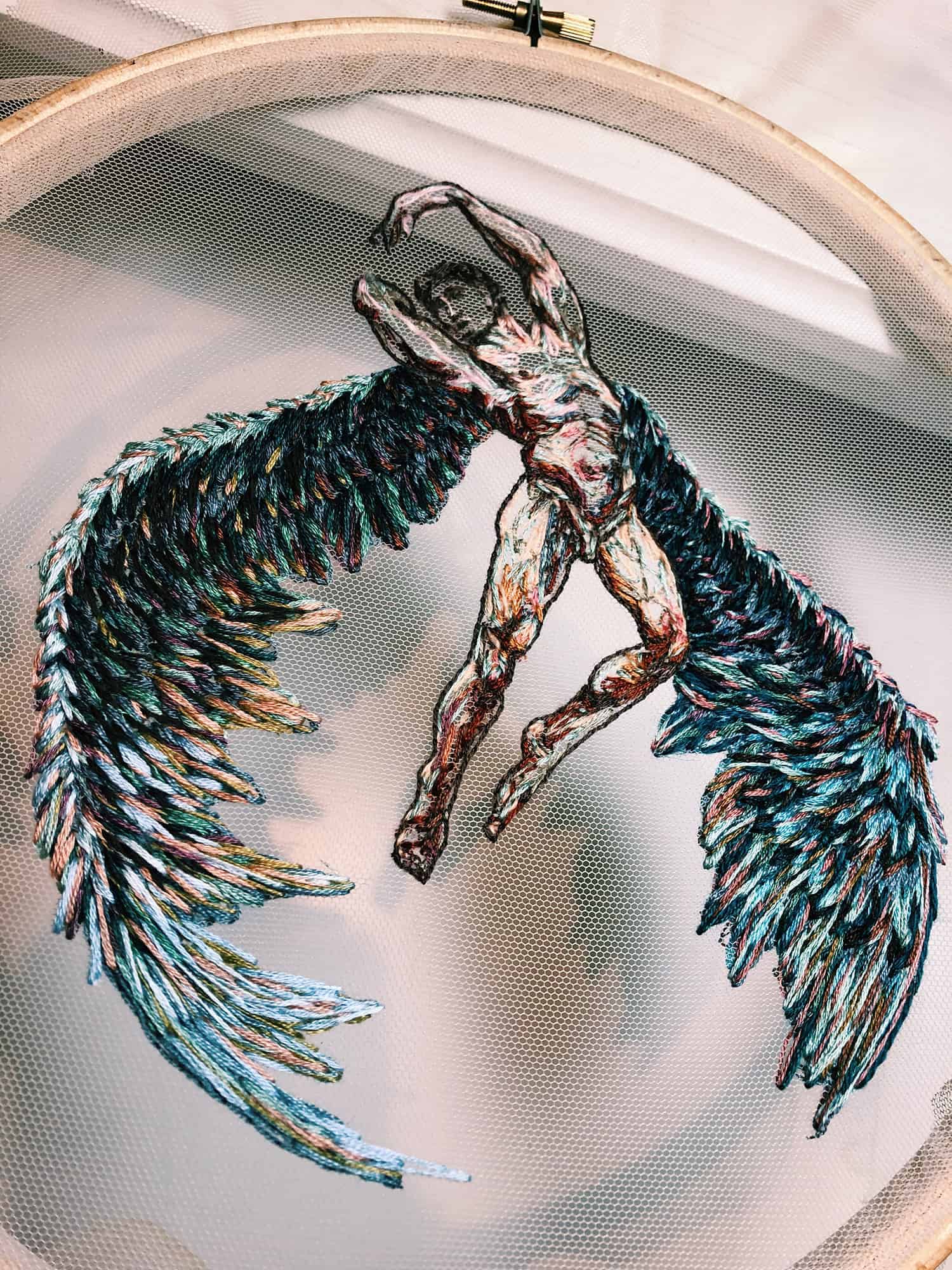 Embroidered On Tulle Angel