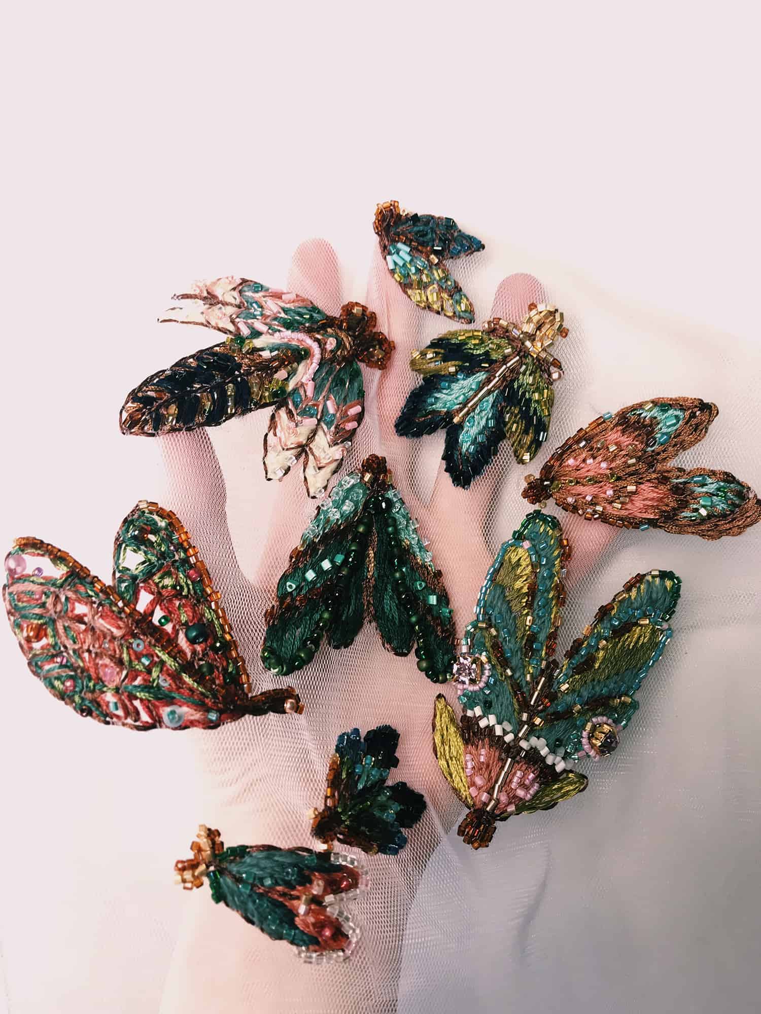 Embroidered On Tulle Butterflies