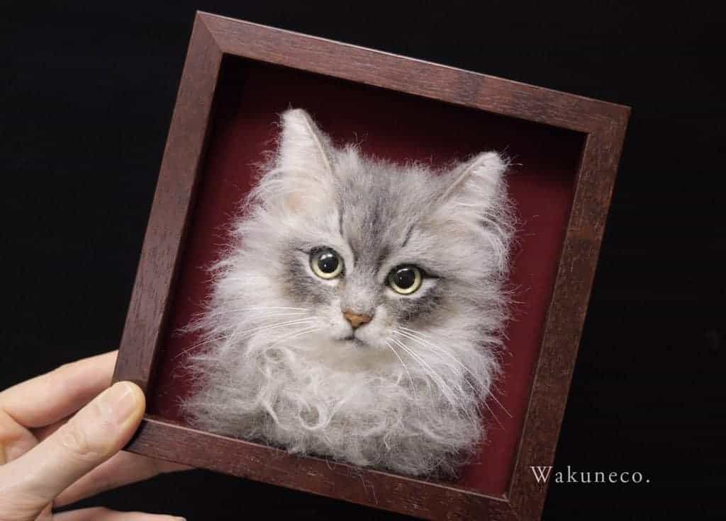 The whole process of making a wool cat. 💕 #woolcat #catportrait