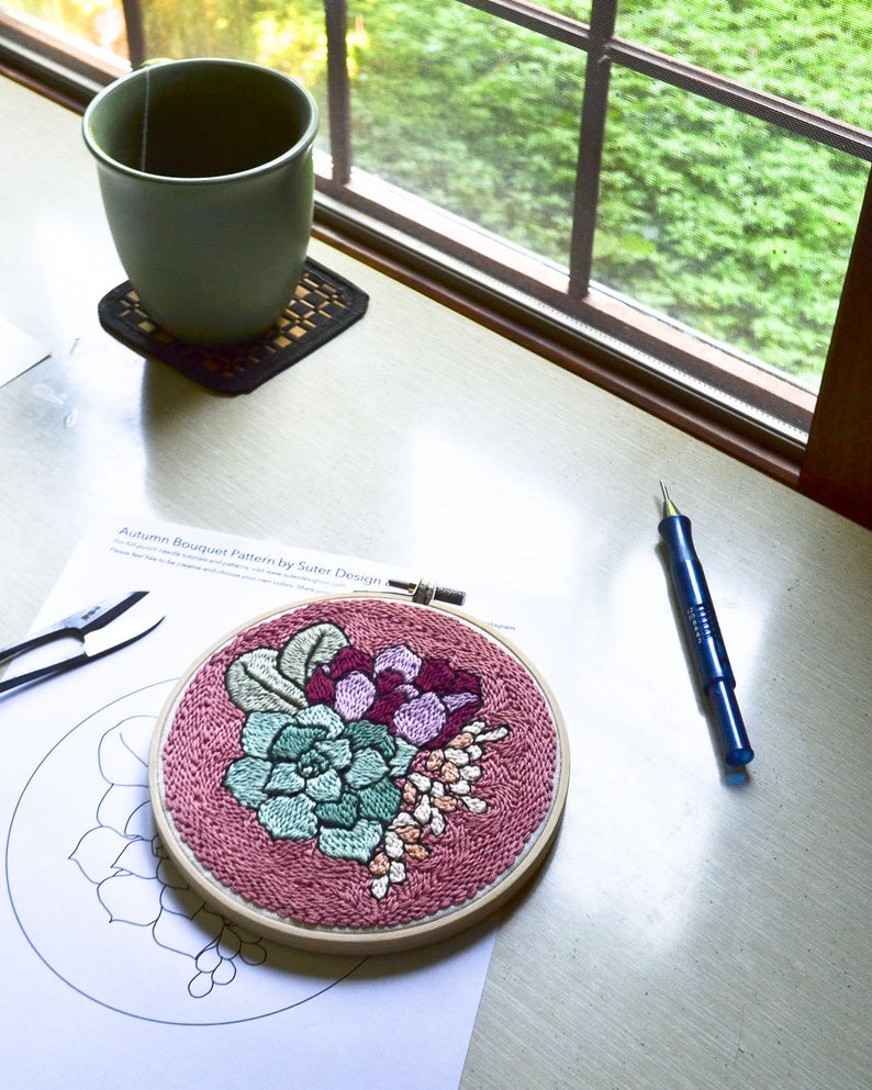 Cactus embroidery hoop