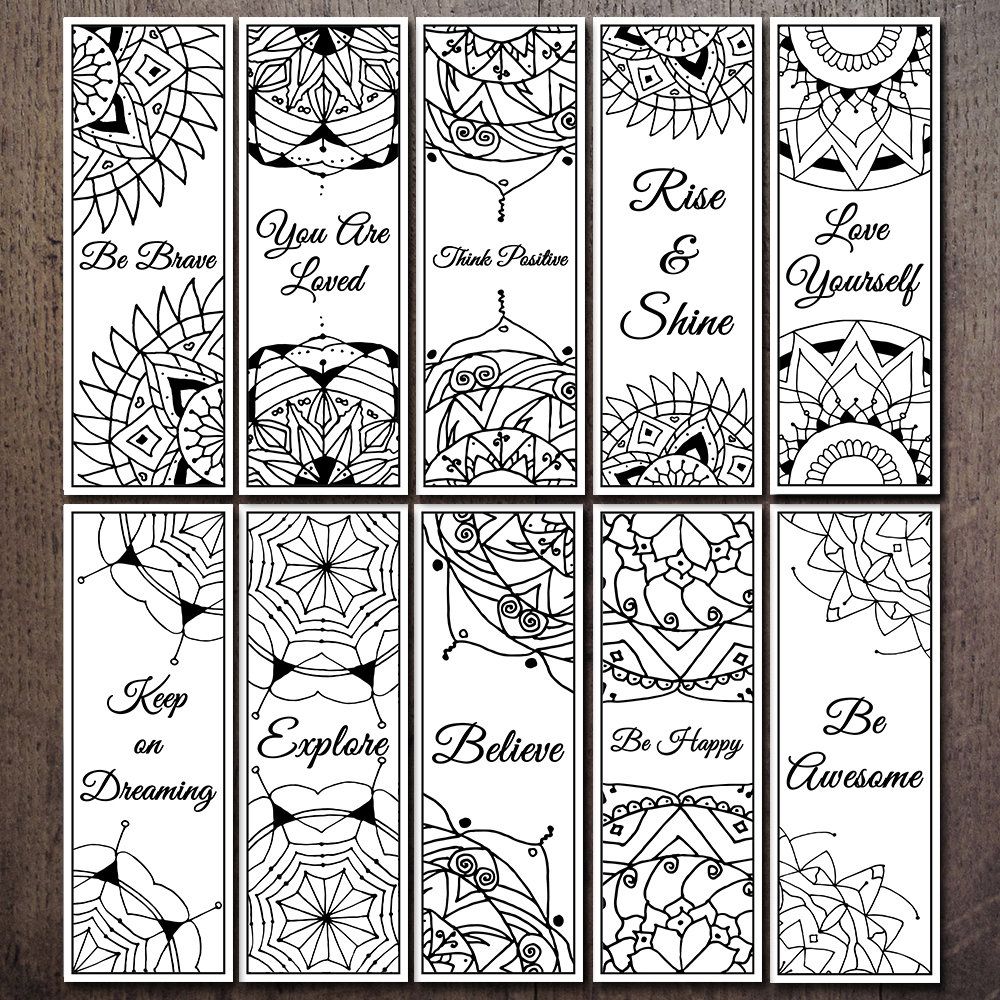 thinking positive printable bookmark motivation bookmark inspiration bookmark mandala bookmark coloring bookmarks self improvement leona creo