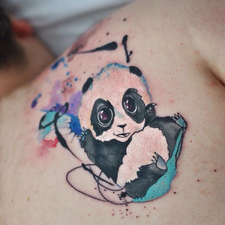 Panda Watercolor Tattoo