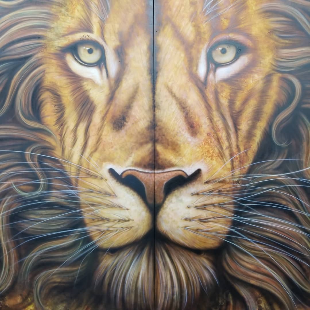 Lion Painting by Mike Dennis