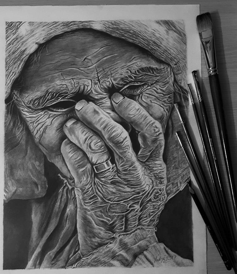 Woman Drawing by Hediye Javadi