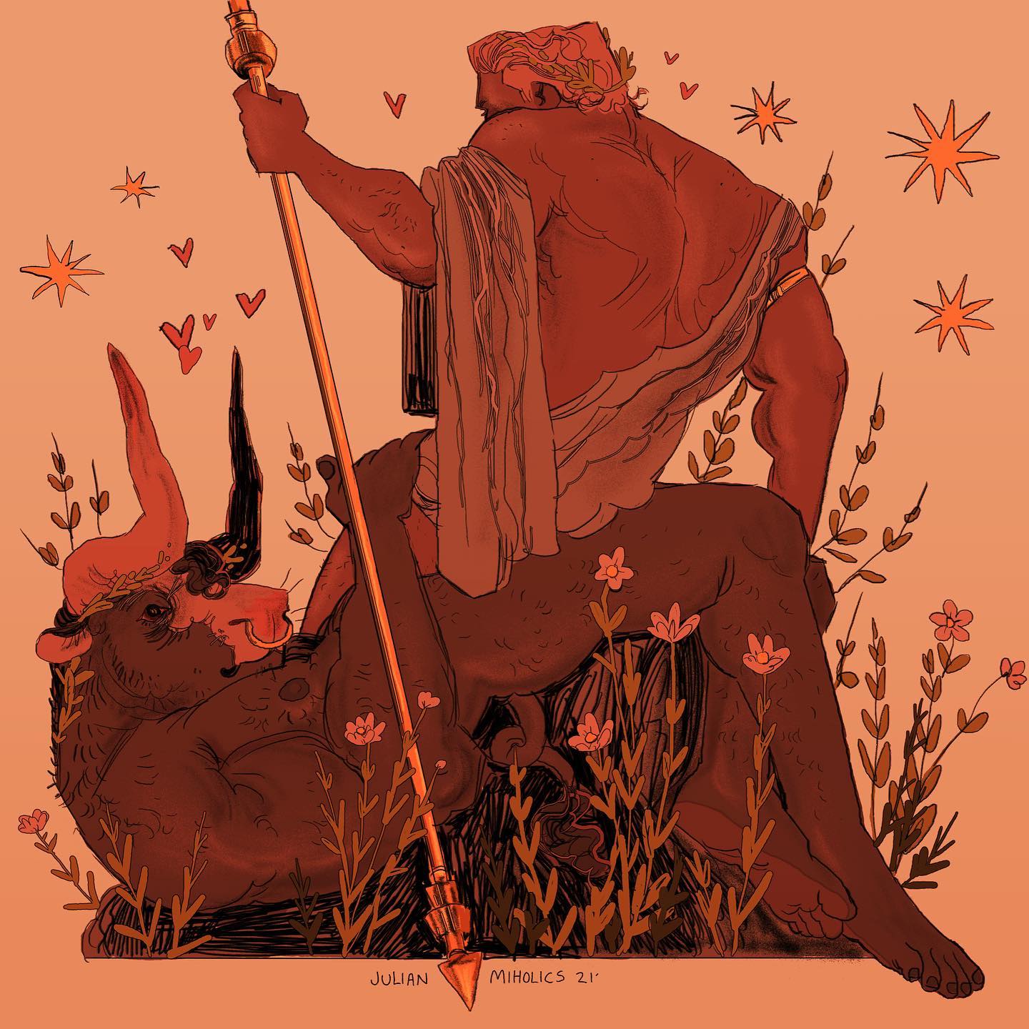Theseus and the minotaur by Julian Miholics