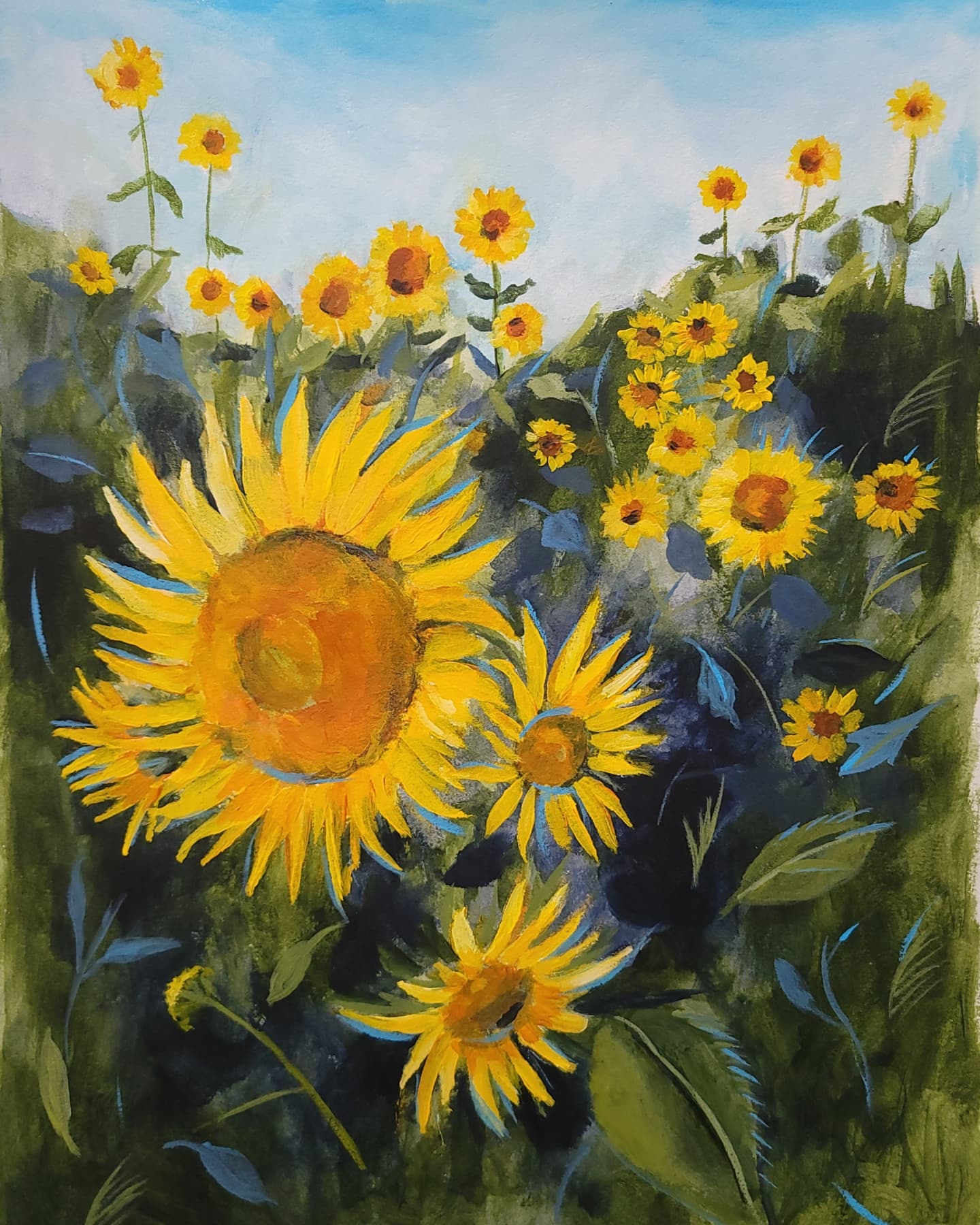 August Sunflowers by Claire Burke Whitehead