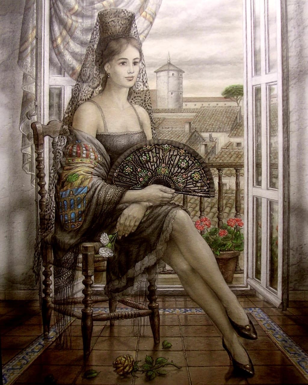 Woman Drawing by Carlos de Moraleja