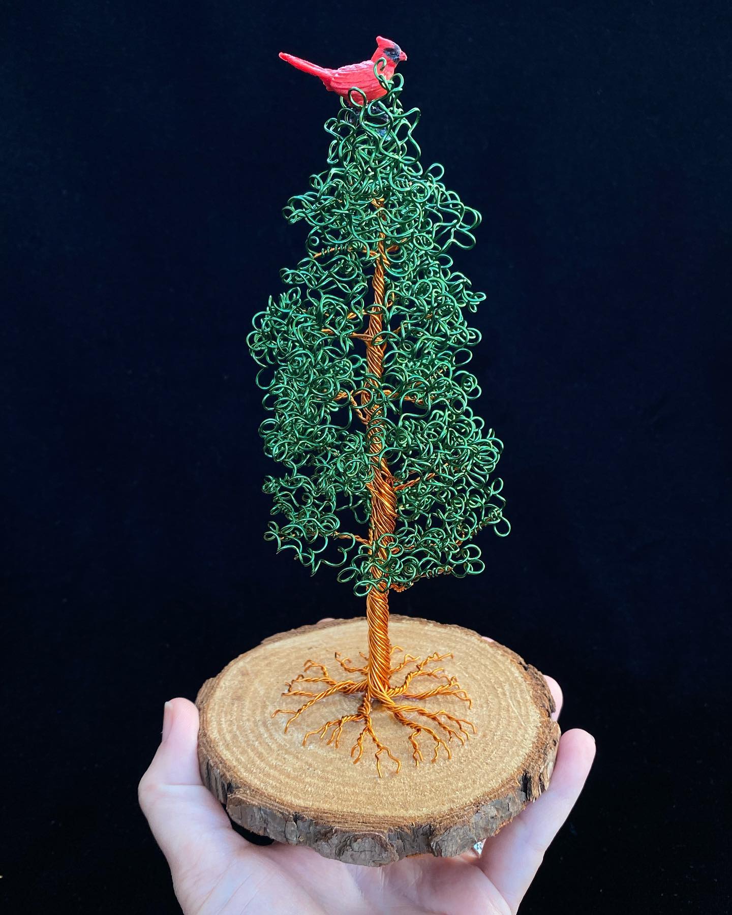 Cardinal Copper Wire Pine Tree of Life by Michele Van Pelt