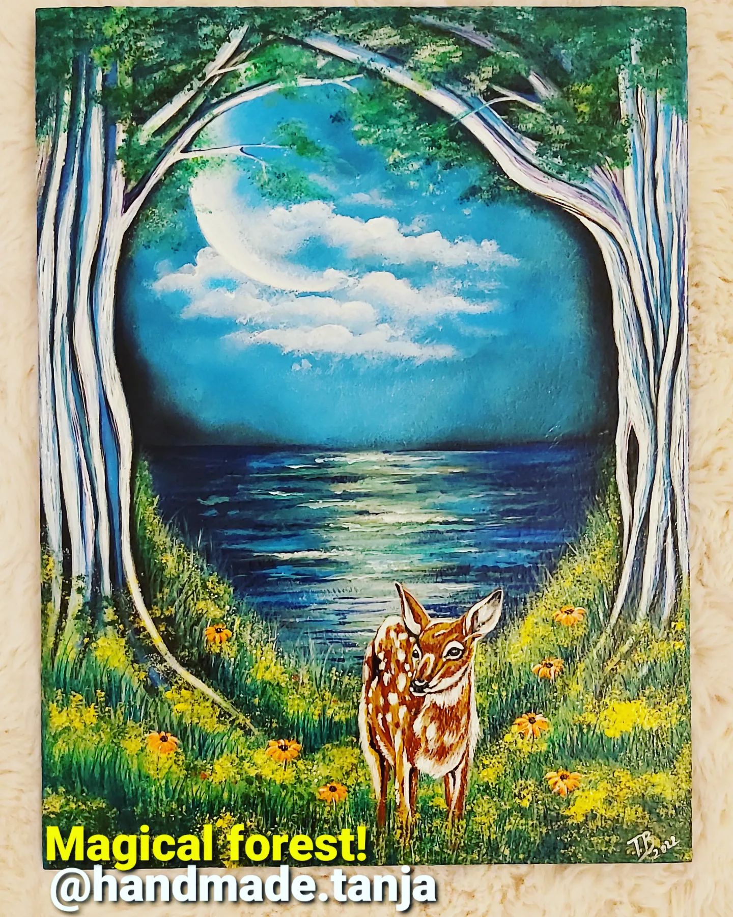 Deer Painting by Tatiana Burlacu