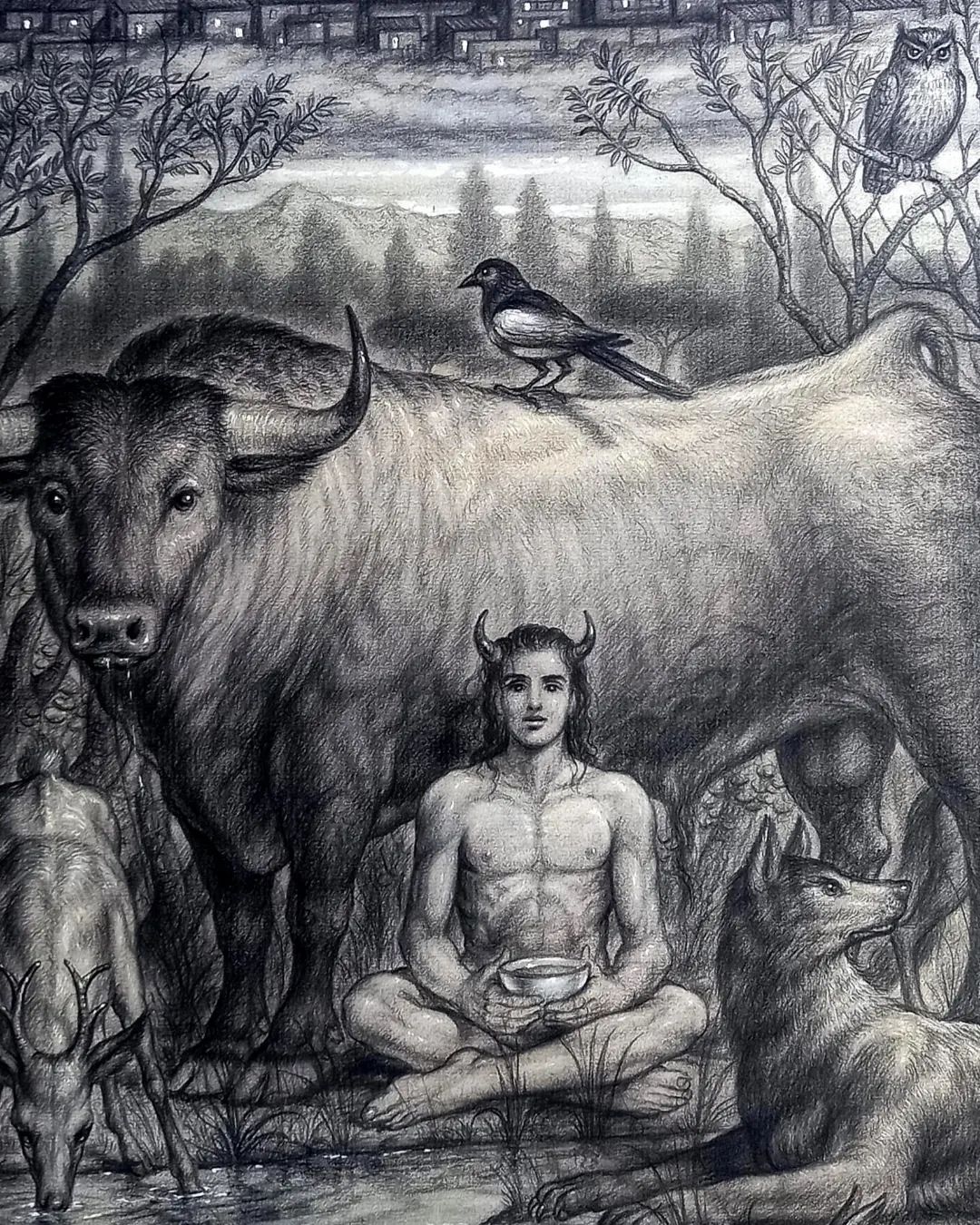 Mythology Drawing by Carlos de Moraleja