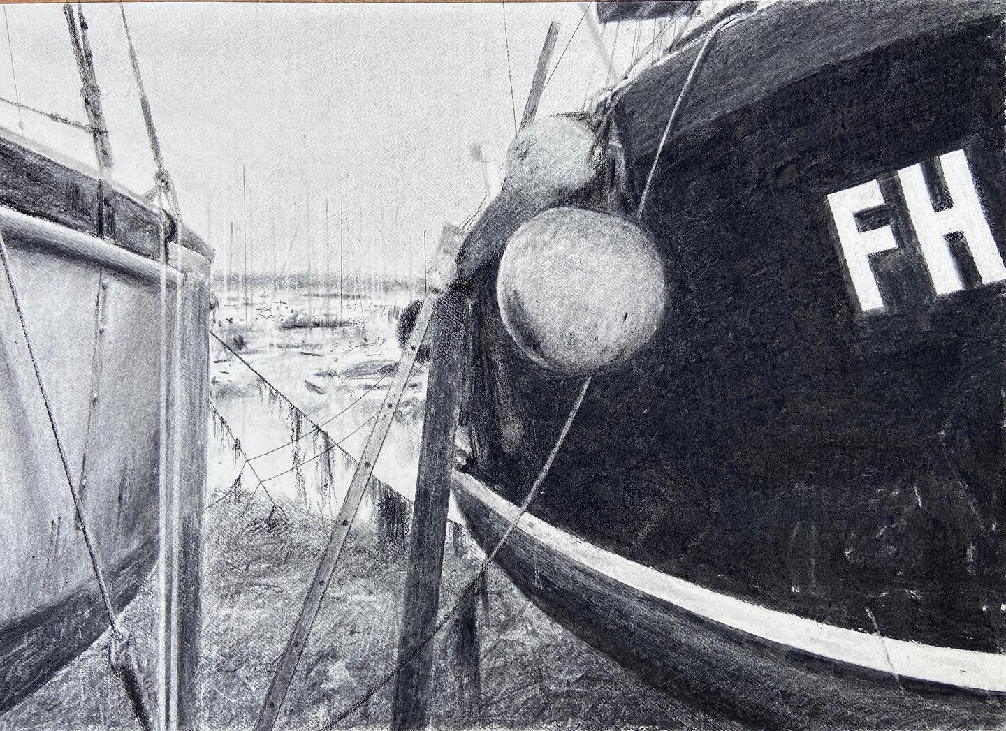 Boats moored up at Mylor harbour by Andrew Barrowman